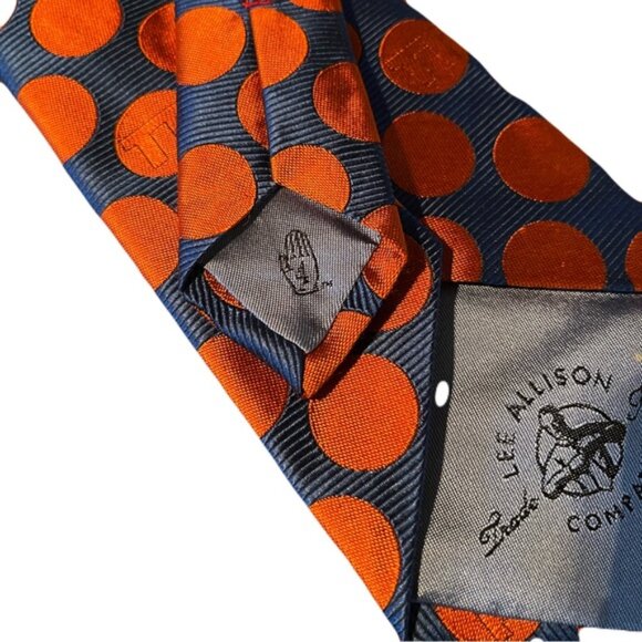 Lee Allison 60 x 3.5 Blue and Orange Dirtt Neck Tie - Picture 3 of 3